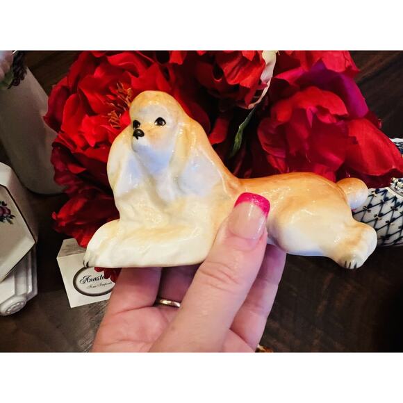 2 Lomonosov Russian Porcelain Poodle Spaniel DOG Figurine Set LOMONOSOV LFZ New - Picture 7 of 11